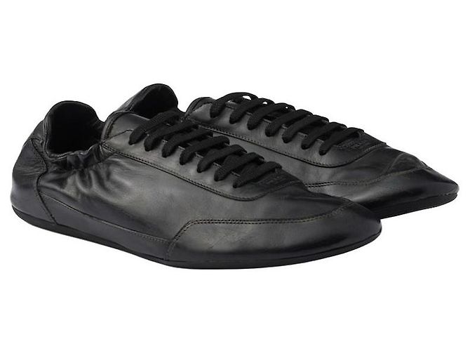 Prada Men's Collapsable Leather Sneakers Black - view 7