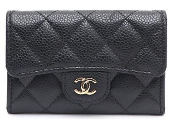 Chanel Tarjetero Classic Black Caviar Gold CC Negro - vista 10