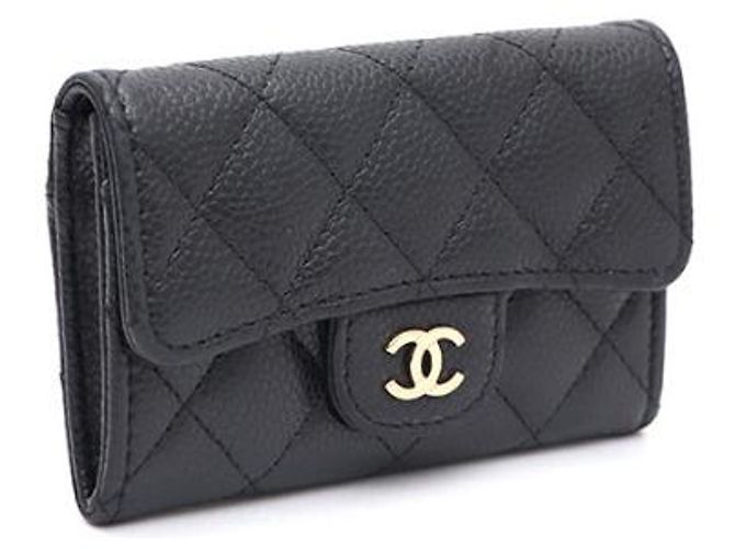 Chanel Tarjetero Classic Black Caviar Gold CC Negro - vista 11