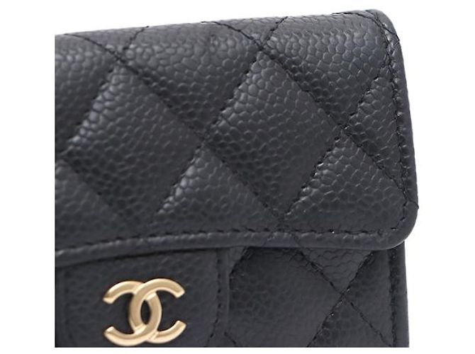 Chanel Tarjetero Classic Black Caviar Gold CC Negro - vista 13