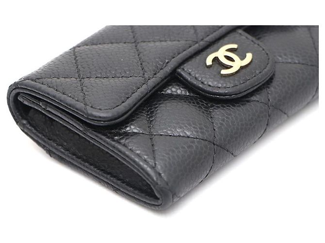 Chanel Tarjetero Classic Black Caviar Gold CC Negro - vista 14