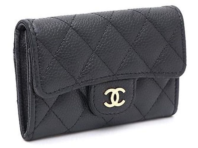 Chanel Tarjetero Classic Black Caviar Gold CC Negro - vista 2