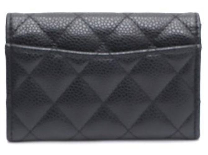 Chanel Tarjetero Classic Black Caviar Gold CC Negro - vista 3