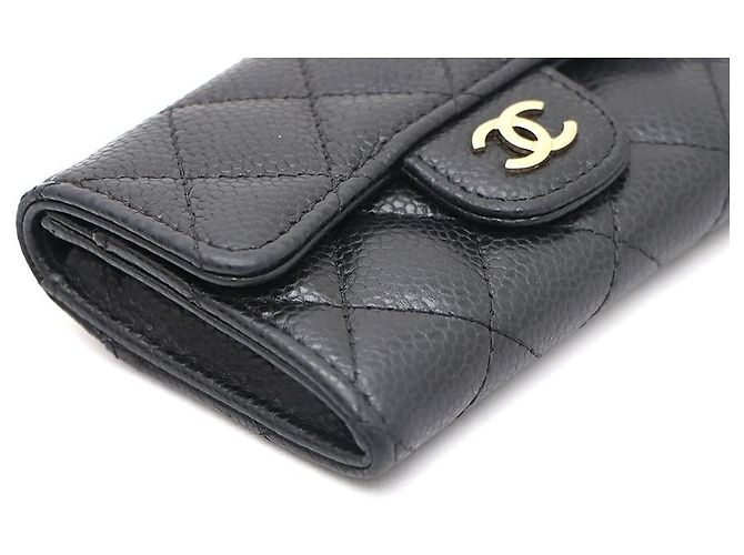 Chanel Tarjetero Classic Black Caviar Gold CC Negro - vista 5
