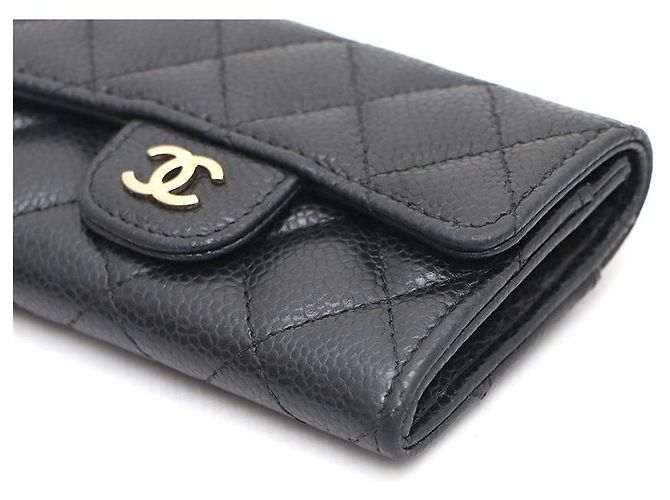 Chanel Tarjetero Classic Black Caviar Gold CC Negro - vista 6