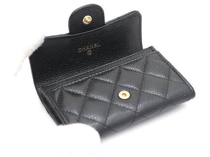 Chanel Tarjetero Classic Black Caviar Gold CC Negro - vista 7