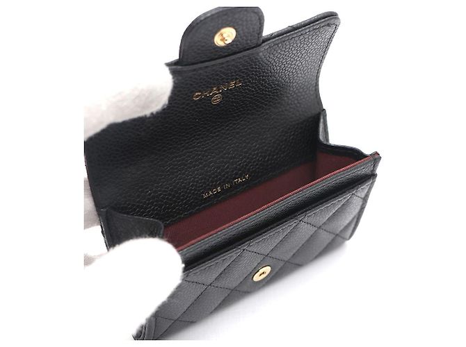 Chanel Tarjetero Classic Black Caviar Gold CC Negro - vista 8