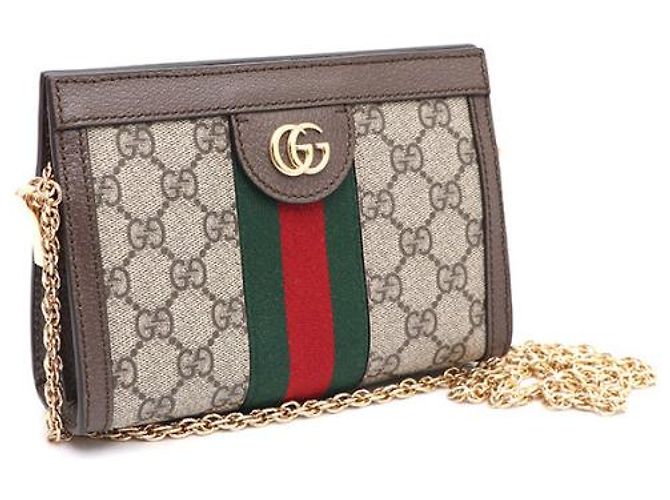 Gucci Mini borsa a tracolla con catena Ophidia e crossbody Marrone - vista 10