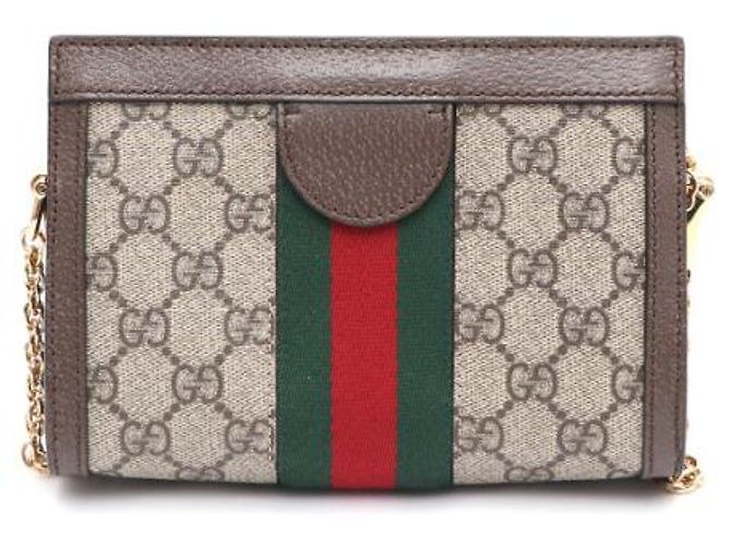 Gucci Mini borsa a tracolla con catena Ophidia e crossbody Marrone - vista 11