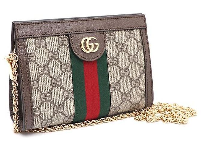 Gucci Mini borsa a tracolla con catena Ophidia e crossbody Marrone - vista 2
