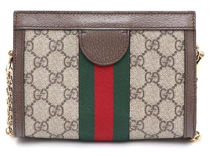Gucci Mini borsa a tracolla con catena Ophidia e crossbody Marrone - vista 3
