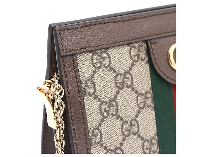 Gucci Mini borsa a tracolla con catena Ophidia e crossbody Marrone - vista 4