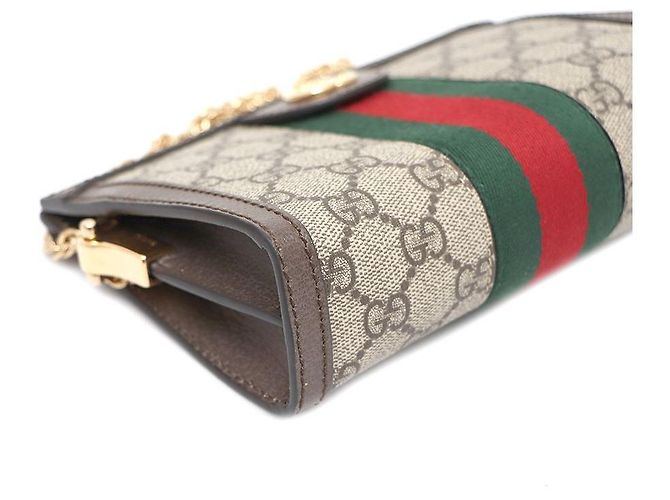 Gucci Mini borsa a tracolla con catena Ophidia e crossbody Marrone - vista 5