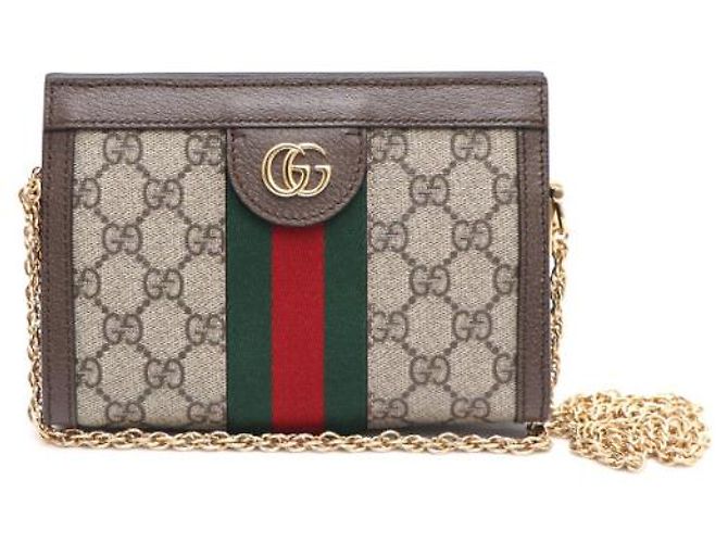 Gucci Mini borsa a tracolla con catena Ophidia e crossbody Marrone - vista 9