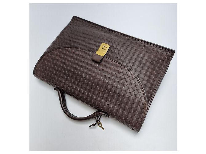 Bottega Veneta Valigetta Intrecciato Marrone - vista 10