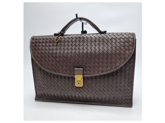 Bottega Veneta Valigetta Intrecciato Marrone - vista 3