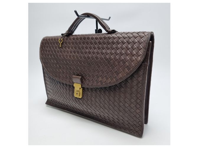 Bottega Veneta Valigetta Intrecciato Marrone - vista 6