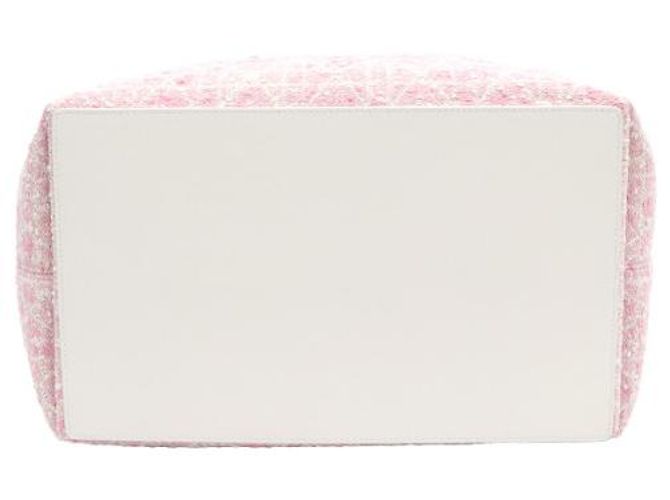 Dior Borsa Tote in Tweed Rosa Medio e Cannage Bianco a Spalla - vista 16