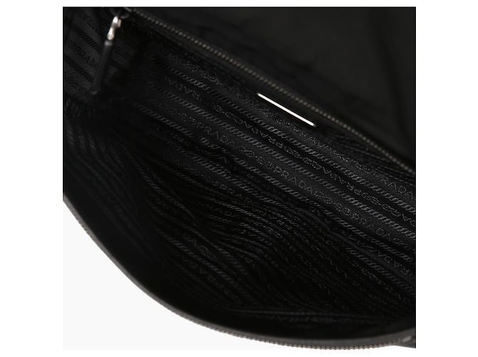 Prada Borsa a tracolla quadrata in nylon rafia e pelle Saffiano - vista 10
