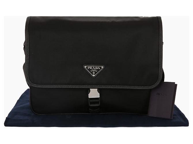 Prada Borsa a tracolla quadrata in nylon rafia e pelle Saffiano - vista 11