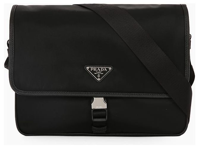 Prada Borsa a tracolla quadrata in nylon rafia e pelle Saffiano - vista 2