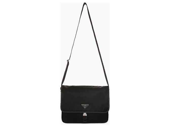 Prada Borsa a tracolla quadrata in nylon rafia e pelle Saffiano - vista 6