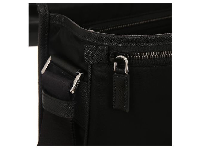 Prada Borsa a tracolla quadrata in nylon rafia e pelle Saffiano - vista 8