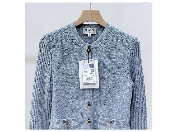 Chanel Baumwoll-Cardigan für Damen Himmelblau - Ansicht 2