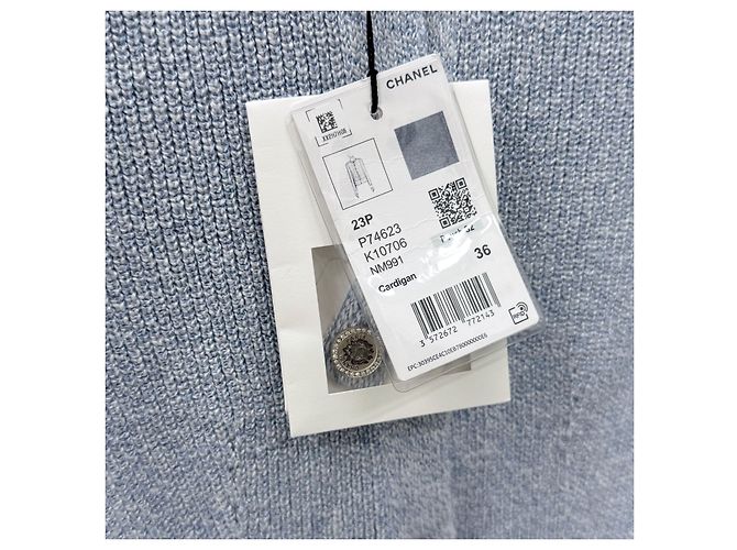 Chanel Baumwoll-Cardigan für Damen Himmelblau - Ansicht 7