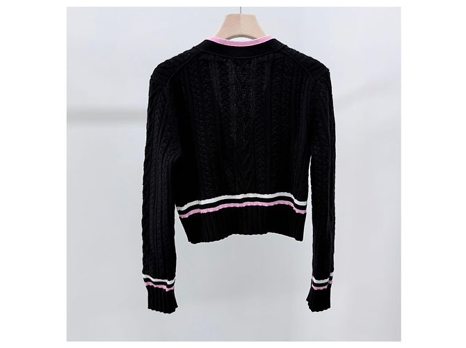Chanel Kaschmirstrickjacke für Damen Schwarz/Rosa - Ansicht 4