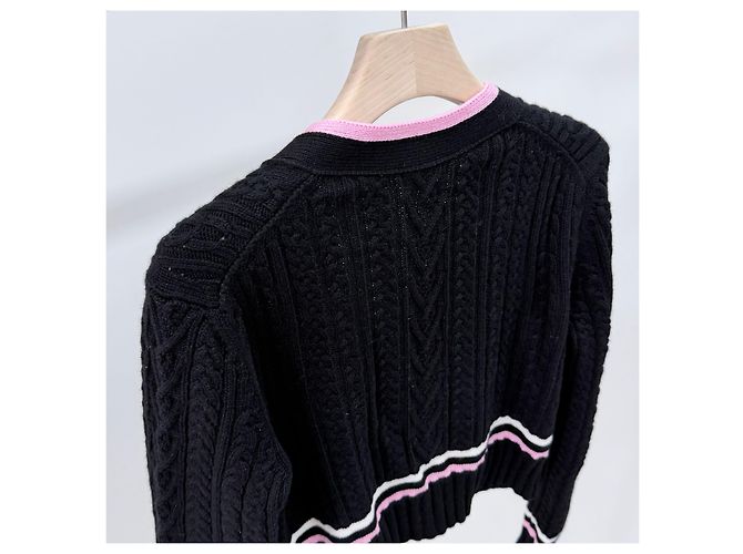 Chanel Kaschmirstrickjacke für Damen Schwarz/Rosa - Ansicht 5