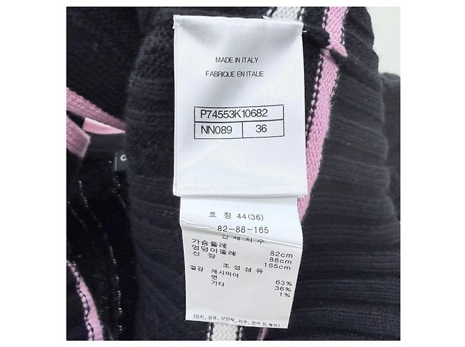 Chanel Kaschmirstrickjacke für Damen Schwarz/Rosa - Ansicht 7