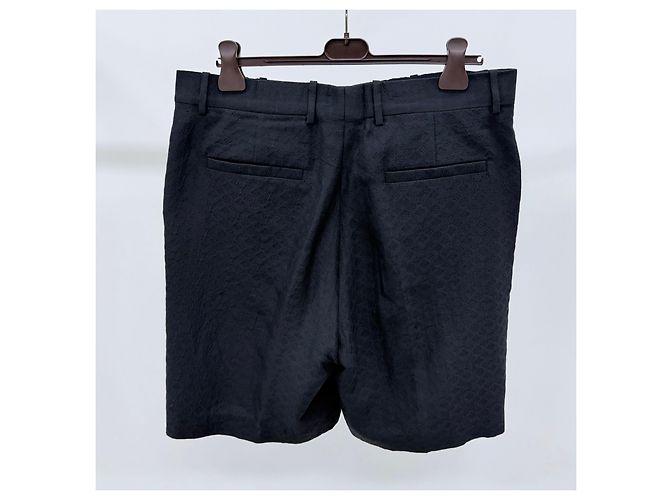 Louis Vuitton Pantaloncini in seta e cotone con monogramma nero - vista 2