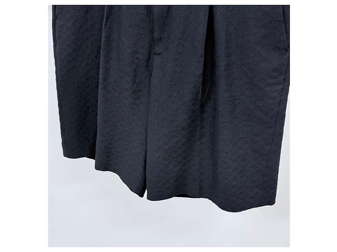 Louis Vuitton Pantaloncini in seta e cotone con monogramma nero - vista 3
