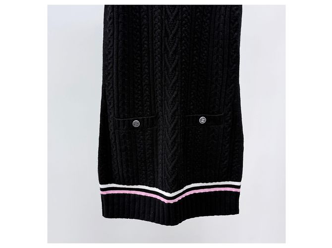 Chanel Cashmere Kurzarmkleid Schwarz/Rosa - Ansicht 3
