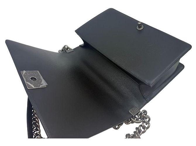 Chanel Borsa a tracolla Boy Bag Large Flap in agnello nero - vista 7