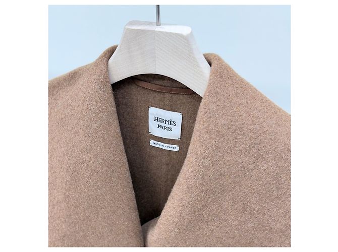 Hermès Abrigo de cachemira con cinturón Marrón Castaño - vista 6