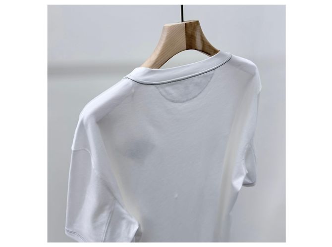 Brunello Cucinelli Unused Baumwoll-T-Shirt mit Rundhalsausschnitt in Weiß - Ansicht 5