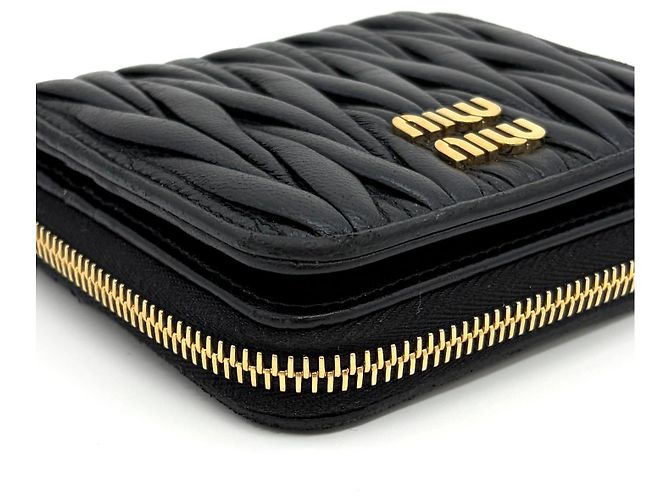Miu Miu Cartera con cremallera acolchada negra Negro - vista 7