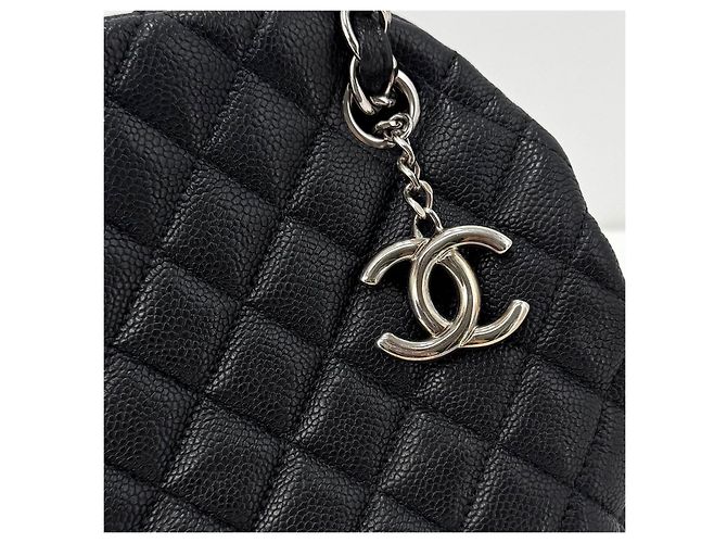 Chanel Borsa Bowling Mademoiselle in Caviar Nero - vista 7