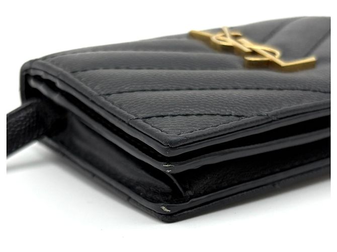 Saint Laurent Monogram Matelassé Compact Wallet Schwarz - Ansicht 11