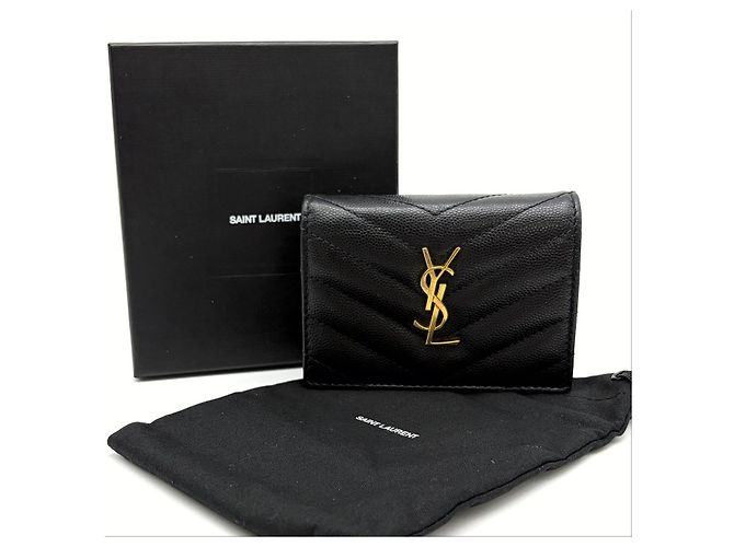 Saint Laurent Monogram Matelassé Compact Wallet Schwarz - Ansicht 14