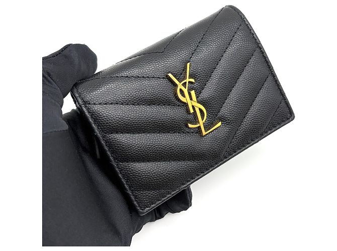 Saint Laurent Monogram Matelassé Compact Wallet Schwarz - Ansicht 6