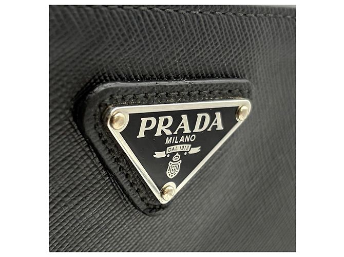 Prada Clutch Saffiano Triangle Logo Nero - vista 18