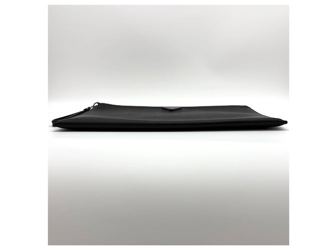 Prada Clutch Saffiano Triangle Logo Nero - vista 19