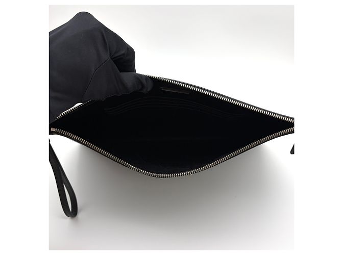 Prada Clutch Saffiano Triangle Logo Nero - vista 24
