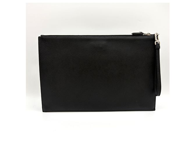 Prada Clutch Saffiano Triangle Logo Nero - vista 4