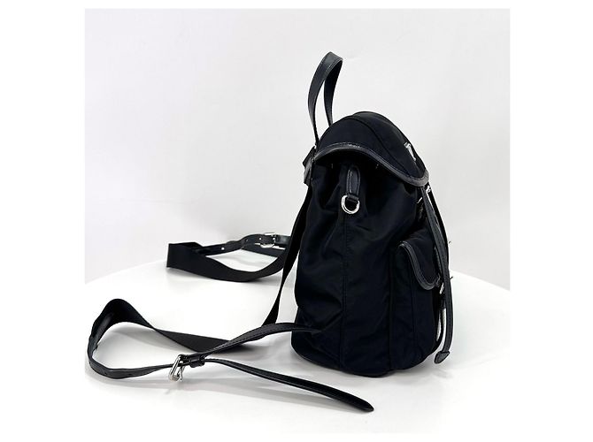 Prada Two Pocket Triangle Logo Nylon Backpack Black - view 10