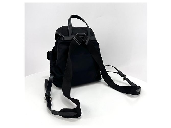 Prada Two Pocket Triangle Logo Nylon Backpack Black - view 21