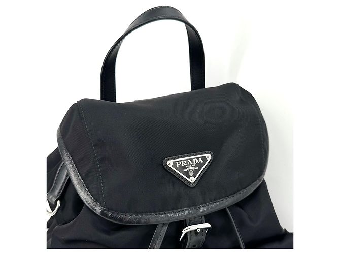 Prada Two Pocket Triangle Logo Nylon Backpack Black - view 23